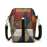 Fashion Soft Leather Stitching Shoulder Bag Irregular Blue With Black