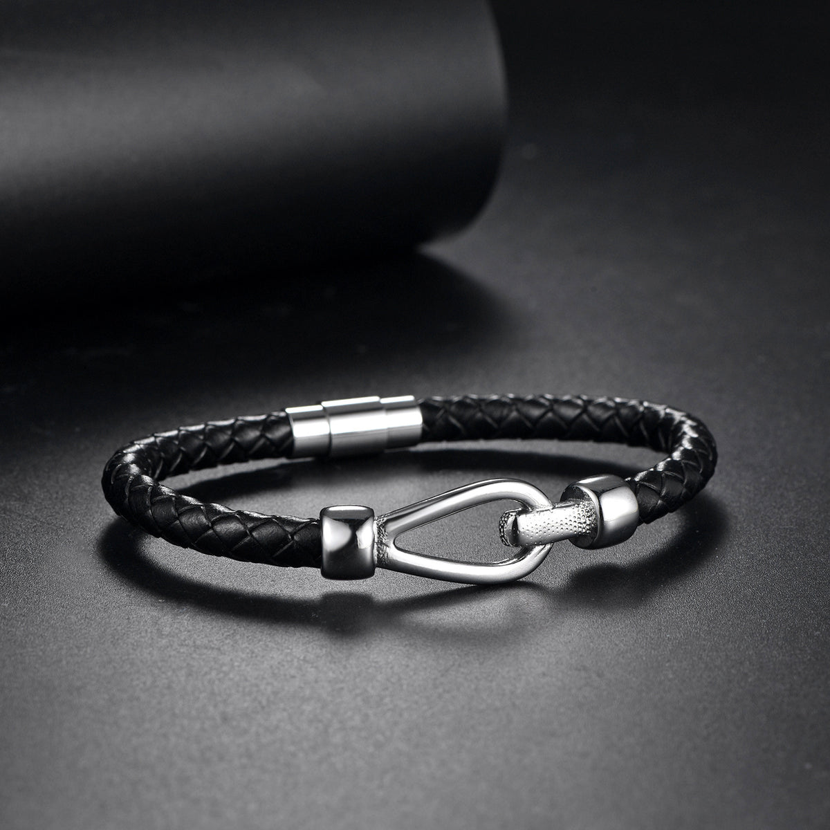 Men's Titanium Steel Woven Leather Bracelet