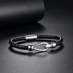 Men's Titanium Steel Woven Leather Bracelet