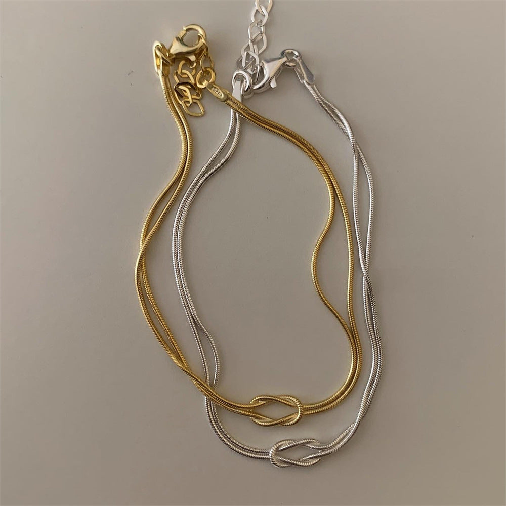 Stainless Steel Chain Necklace Hand Knotted Bracelet