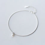 Anklet Female Korean Style Simple Light Bead Small Silver Ball Anklet Pearl Anklet