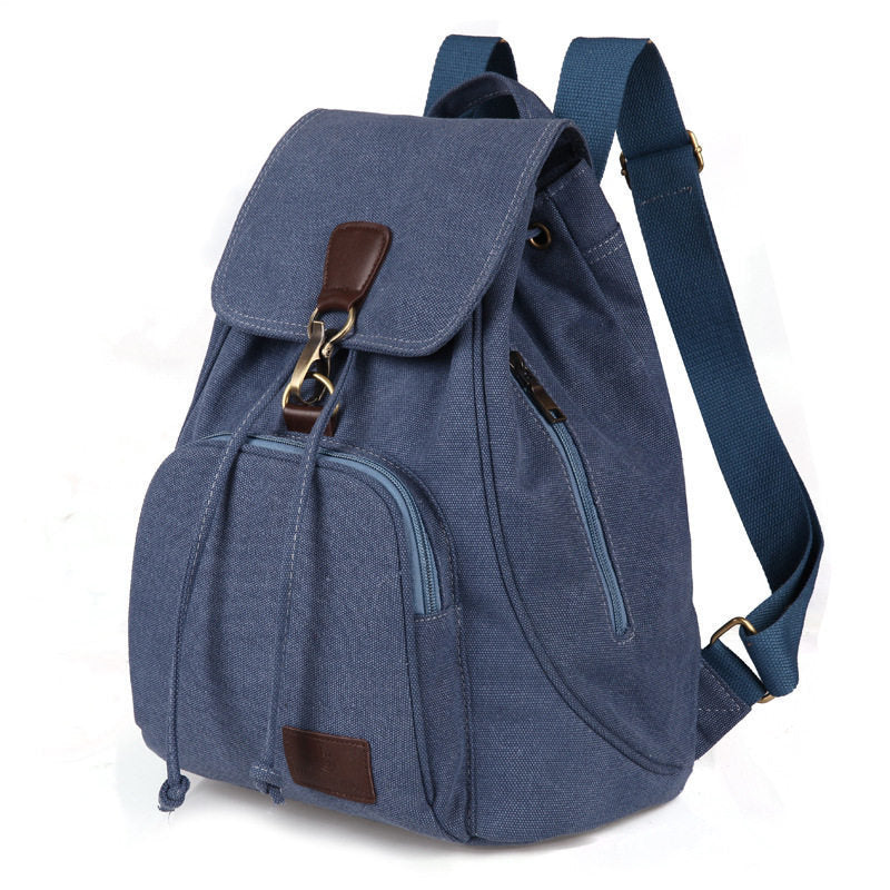 Vintage Canvas School Backpack Lake Blue