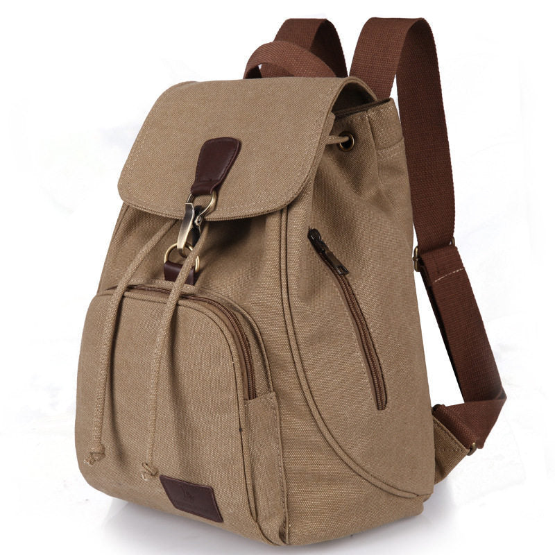 Vintage Canvas School Backpack Khaki