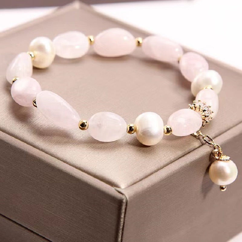 Fashion Natural Stone Freshwater Pearls Crystal Bracelet