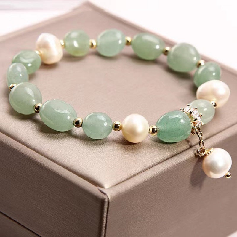 Fashion Natural Stone Freshwater Pearls Crystal Bracelet