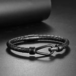 Men's Titanium Steel Woven Leather Bracelet