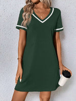Women's Dress Black V-neck Casual Short Sleeve Dress