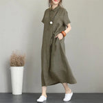 Cotton Linen Pocket Dress for Women