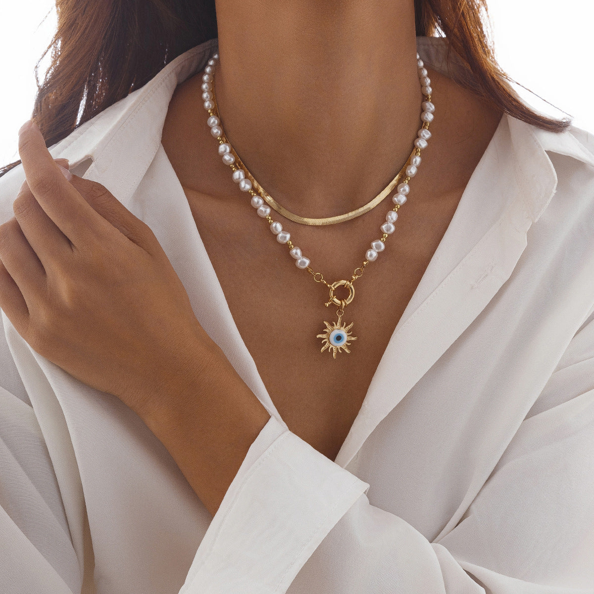 Ethnic Style Stringed Pearls Necklace