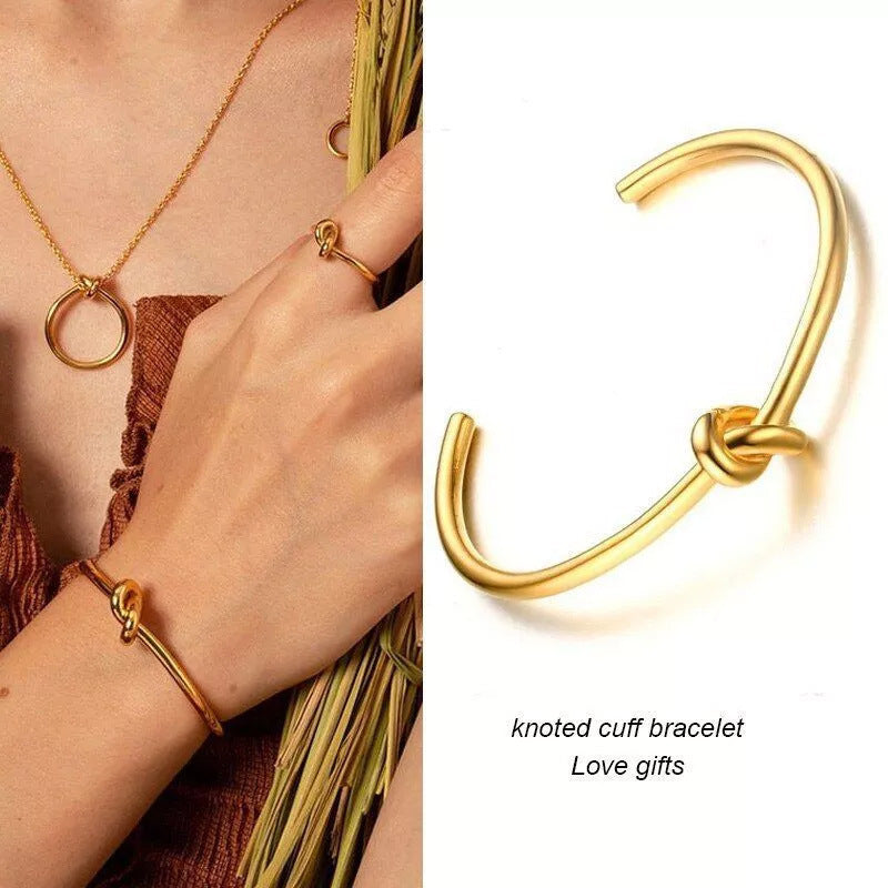 Titanium Steel Material Does Not Fade 18K Gold Plating Knotted C- Shaped Bracelet & Watch Ornament