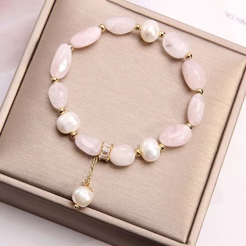 Fashion Natural Stone Freshwater Pearls Crystal Bracelet