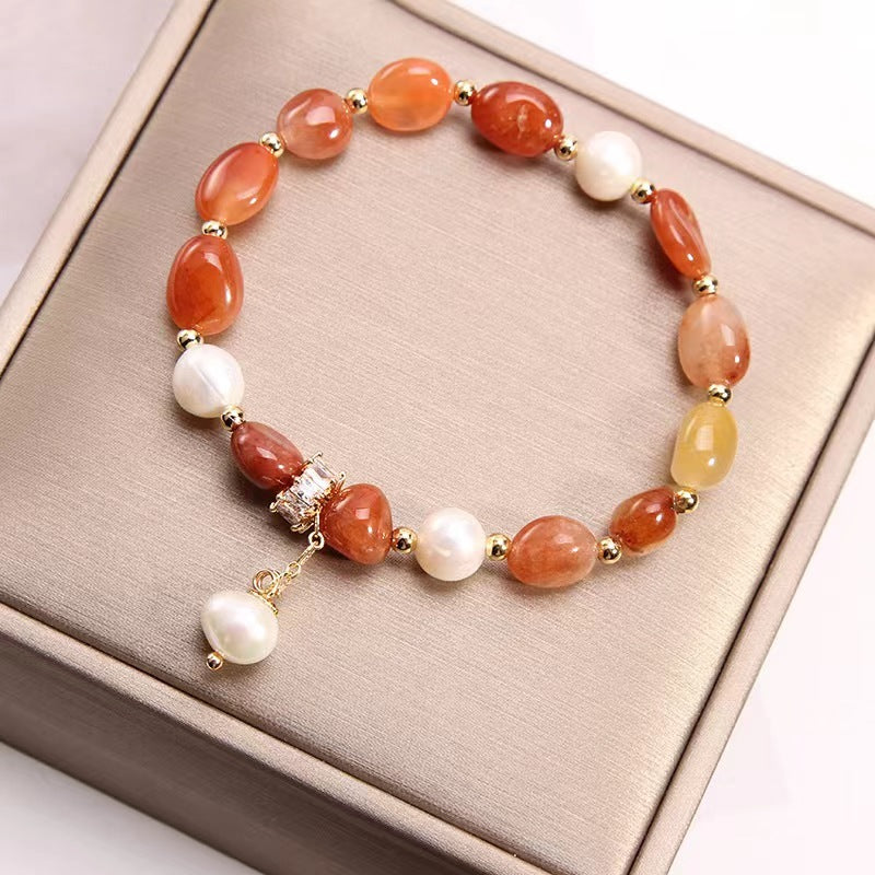 Fashion Natural Stone Freshwater Pearls Crystal Bracelet