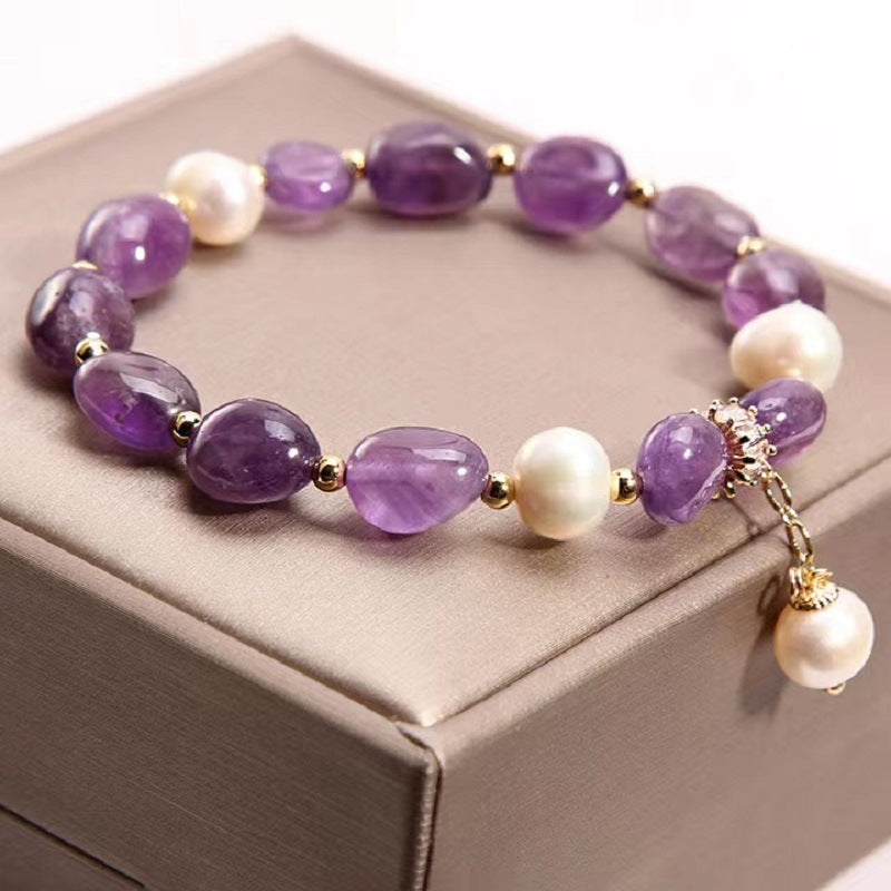 Fashion Natural Stone Freshwater Pearls Crystal Bracelet