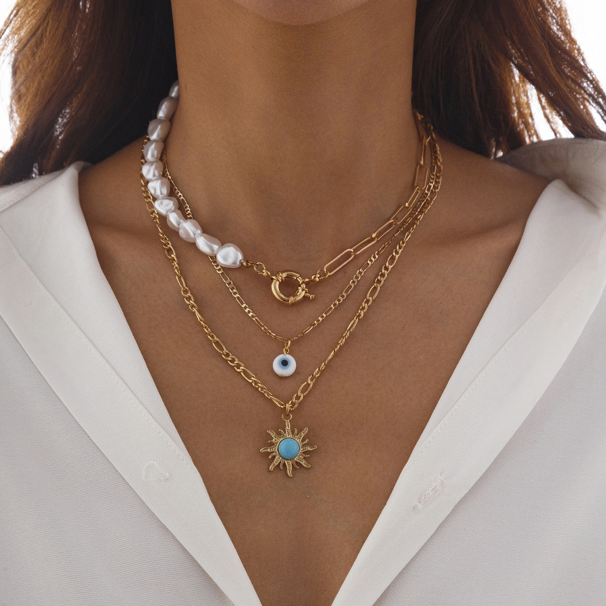 Ethnic Style Stringed Pearls Necklace