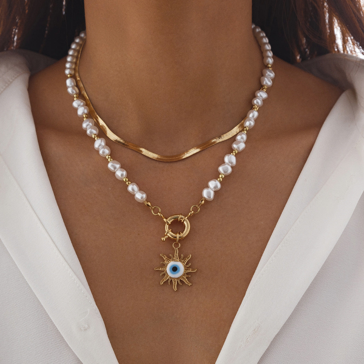 Ethnic Style Stringed Pearls Necklace