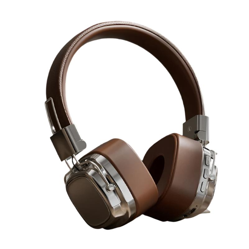 Retro Wireless Bass Headset Silver Brown
