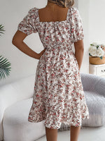 Floral Square Collar Ruffle Dress – Women’s Summer Fashion