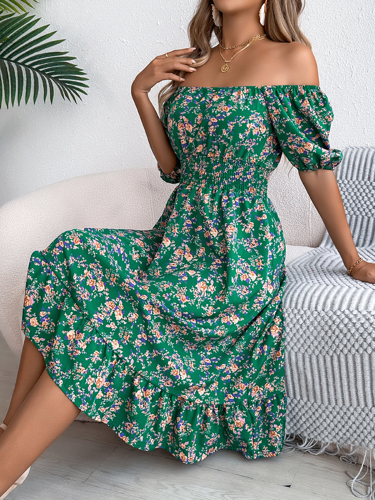 Floral Square Collar Ruffle Dress – Women’s Summer Fashion