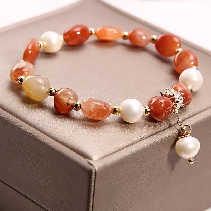 Fashion Natural Stone Freshwater Pearls Crystal Bracelet