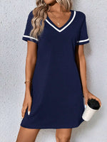 Women's Dress Black V-neck Casual Short Sleeve Dress