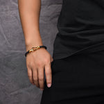 Men's Titanium Steel Woven Leather Bracelet