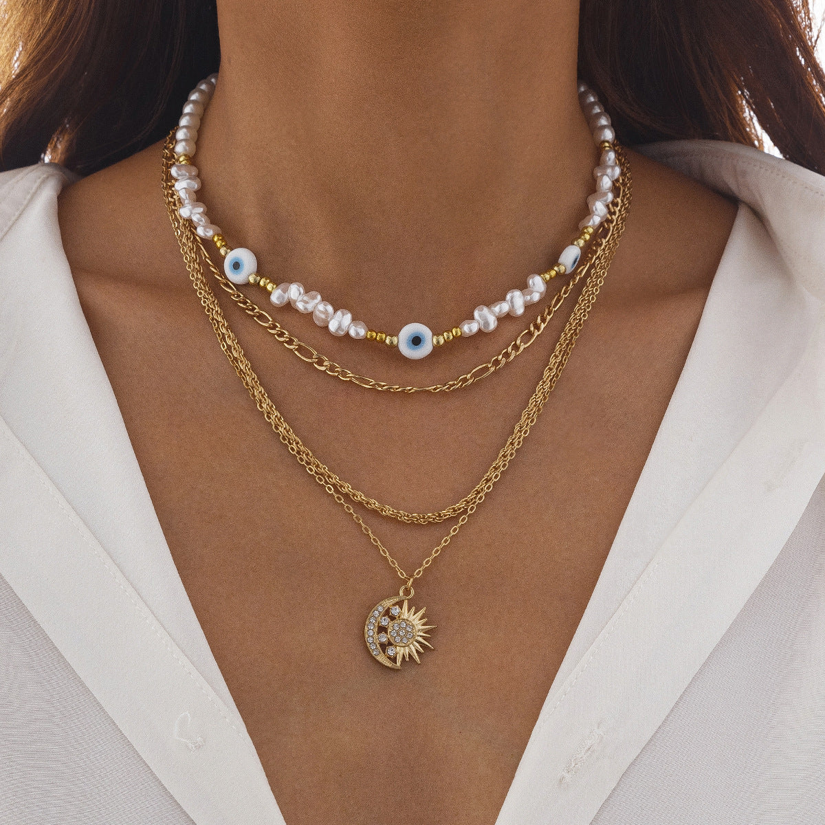 Ethnic Style Stringed Pearls Necklace