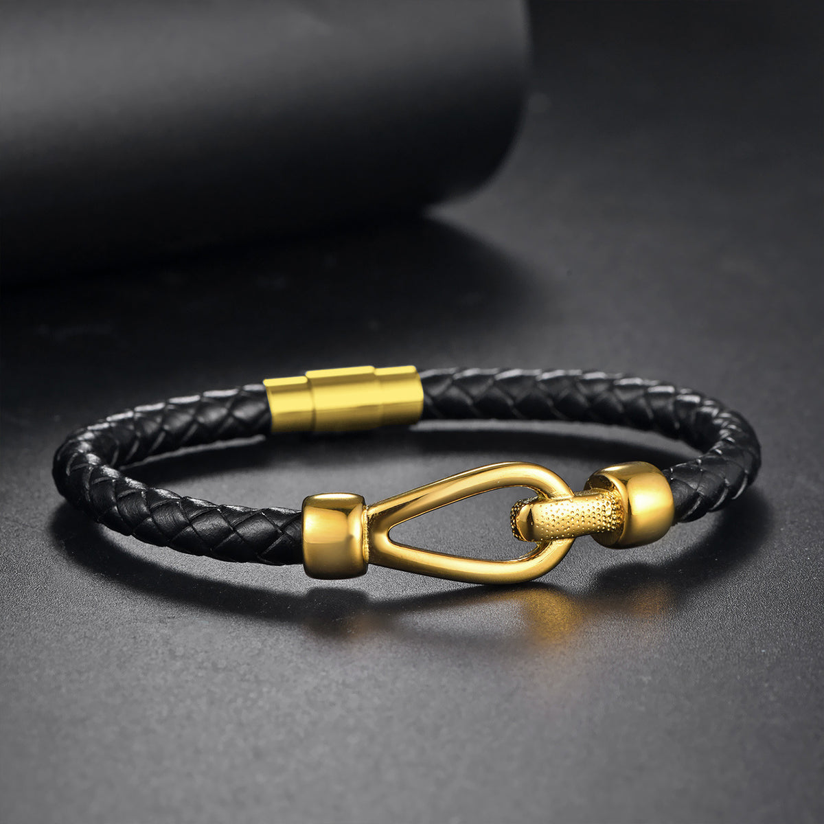 Men's Titanium Steel Woven Leather Bracelet