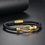 Men's Titanium Steel Woven Leather Bracelet