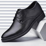 Men's Leather Shoes – Front View in Black PU Leather