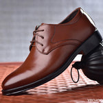 Men's Leather Shoes – Front View in Brown PU Leather