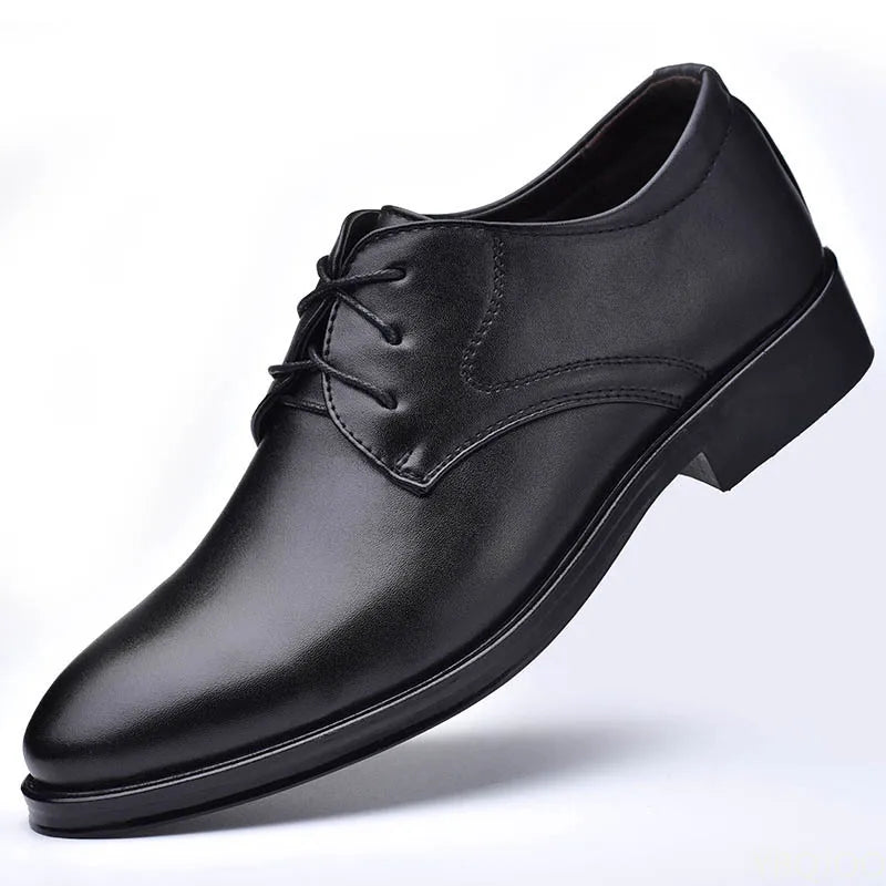 Men's Leather Shoes – Side View in Black PU Leather