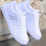 Men's Lightweight Breathable White Leather Sneakers White