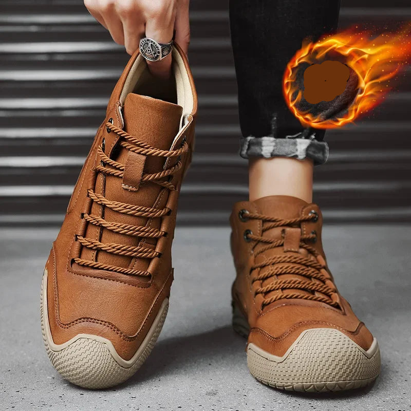 Men's Microfiber Non-Slip Leather Ankle Hiking Boots Front