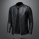 Men's Stand Collar Motorcycle Leather Jacket 