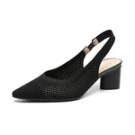 Hollow-out Knitted Closed Toe Back Empty Strap Sandals Pointed Toe