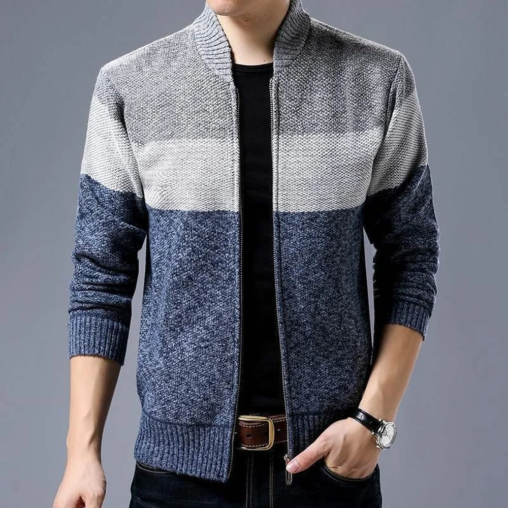 Spring Winter Men's Cardigan – Front View Grey