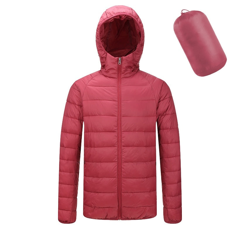 Men's Winter Hooded Jacket Red – Front View