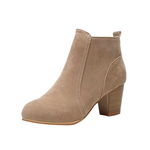 Women’s Square Heel Ankle Boots Cream