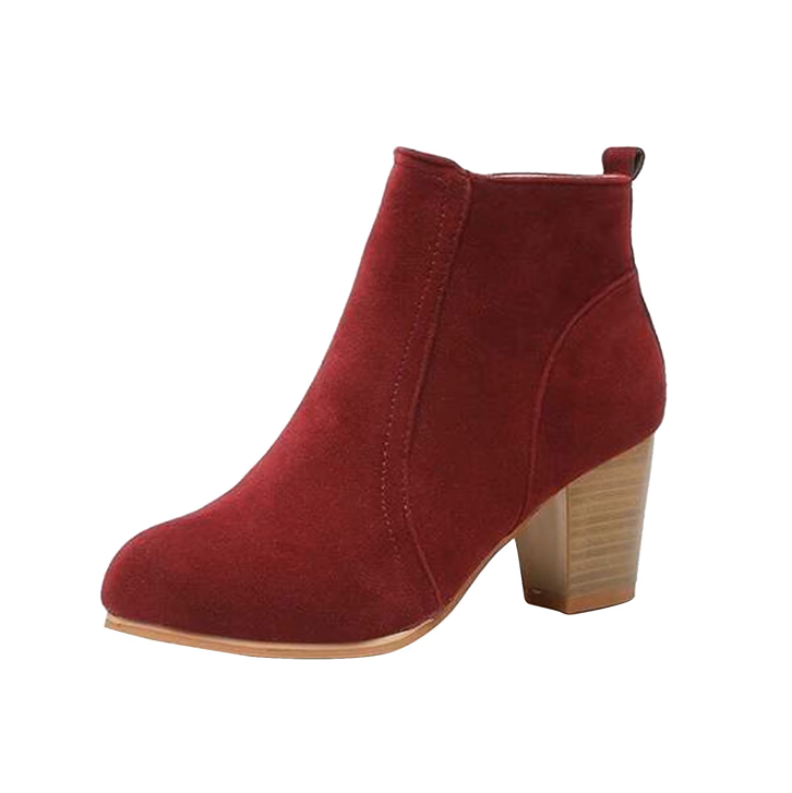 Women’s Square Heel Ankle Boots Red