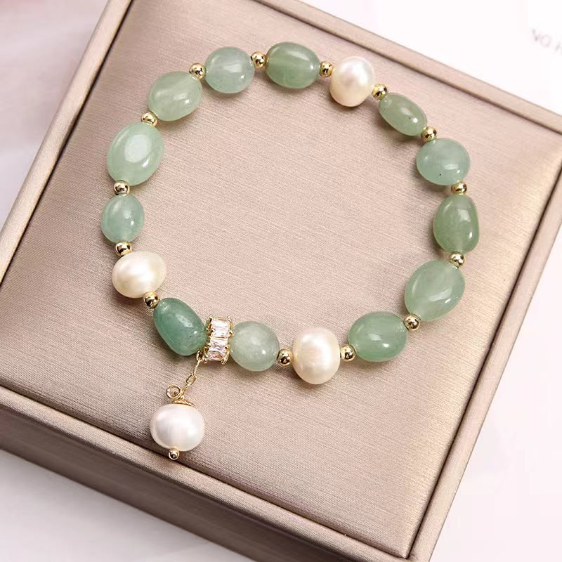 Fashion Natural Stone Freshwater Pearls Crystal Bracelet
