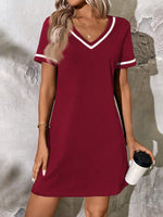 Women's Dress Black V-neck Casual Short Sleeve Dress