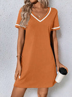 Women's Dress Black V-neck Casual Short Sleeve Dress