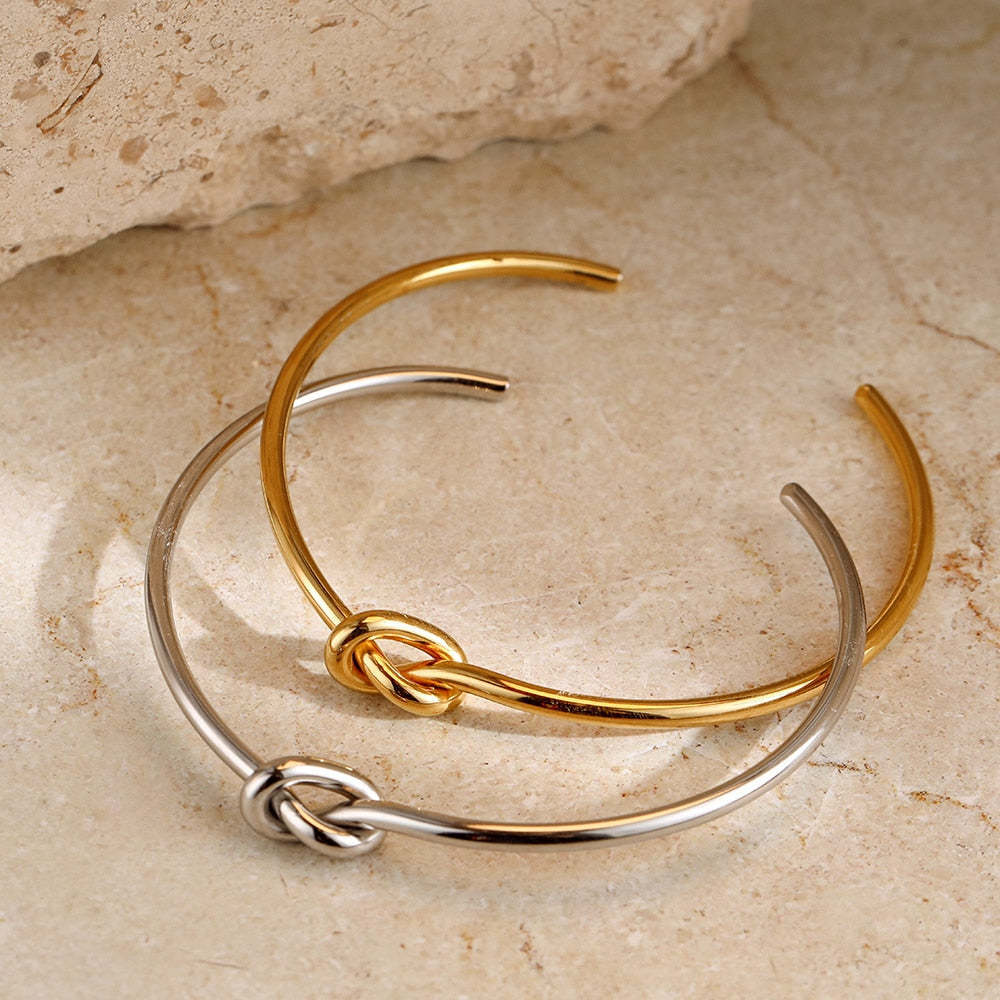 Titanium Steel Material Does Not Fade 18K Gold Plating Knotted C- Shaped Bracelet & Watch Ornament