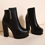 Black ankle-high heeled boots