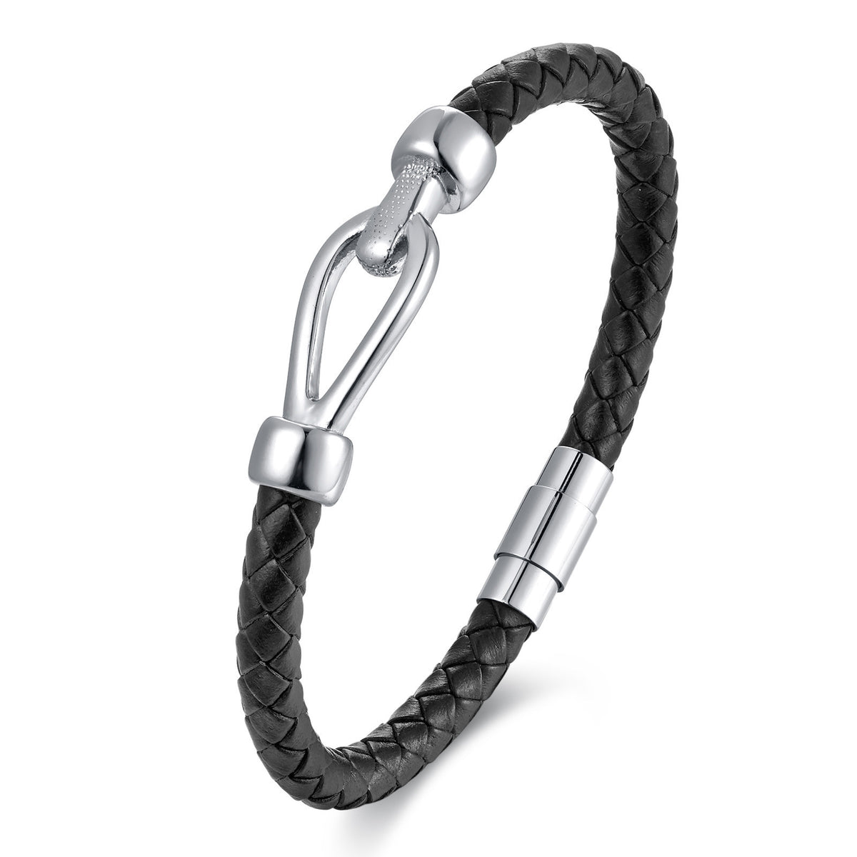 Men's Titanium Steel Woven Leather Bracelet