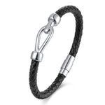 Men's Titanium Steel Woven Leather Bracelet