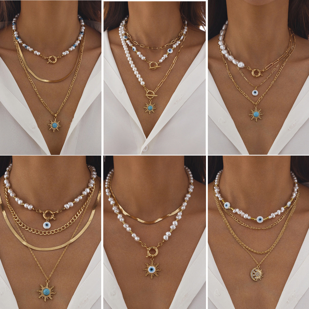 Ethnic Style Stringed Pearls Necklace