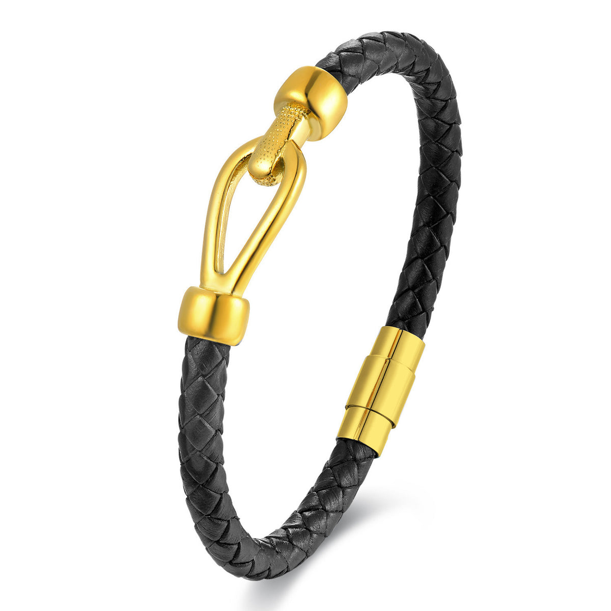 Men's Titanium Steel Woven Leather Bracelet