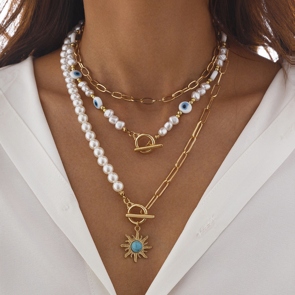 Ethnic Style Stringed Pearls Necklace