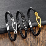 Men's Titanium Steel Woven Leather Bracelet